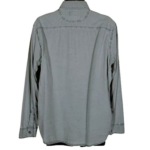 Converse One Star Mens Button Down Shirt Long Sleeve Gray Sz Large Metal Buttons - Picture 2 of 4